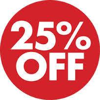 25 percent off coupon red white